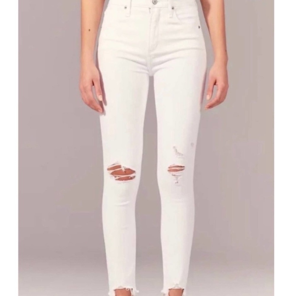 NWT Abercrombie & Fitch High-Rise Super Skinny Ankle Jeans in White - Sz 28/6R